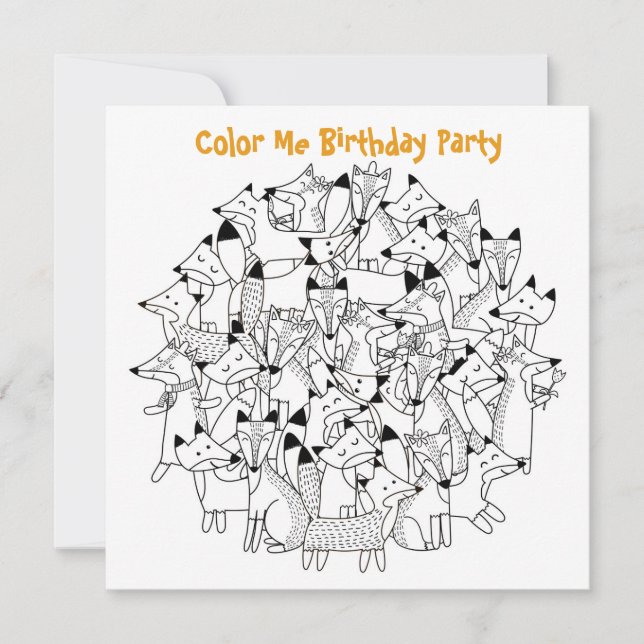 Invitación *~* Personalizable FOXY FOXS ME COLORA Cumpleaños (Anverso)
