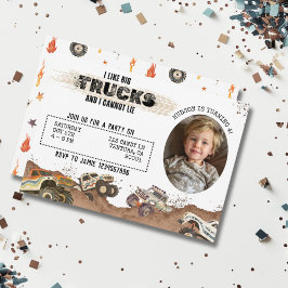 Invitación Personalizable Funny Photo Monster Truck Cumpleaño