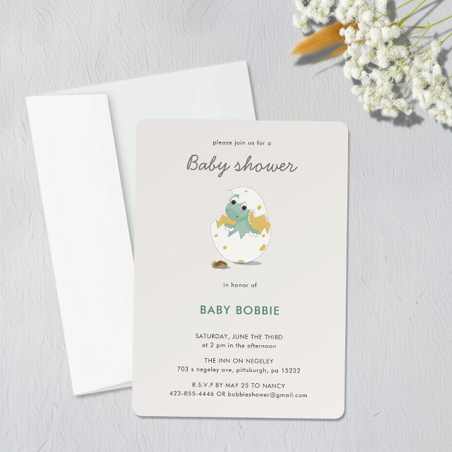 Invitación Personalizable Green Dino Fiesta Tema Baby Shower (Subido por el creador)