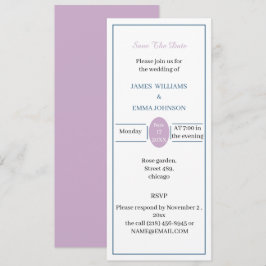 Invitación Personalizable Guardar La Fecha Rosa Simple Y Azul