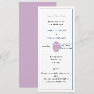 Invitación Personalizable Guardar La Fecha Rosa Simple Y Azul