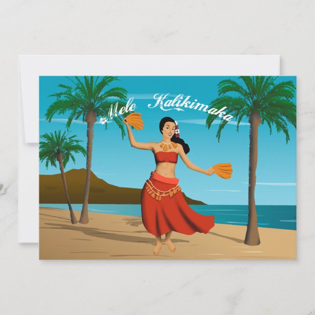 Invitación Personalizable hawaiano Vintage Mele Kalikimaka (Anverso)