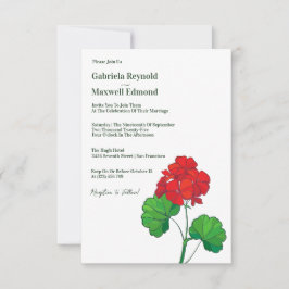 Invitación Personalizable inmaduro Geranium Floral Boda