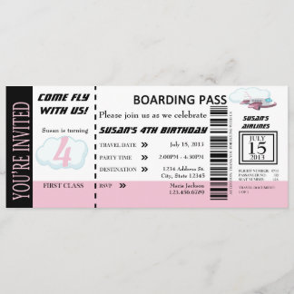 Invitación Personalizable invitado a un vuelo Chica de cumple