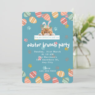 Invitación Personalizable lindo Naranja Cat Bunny Easter