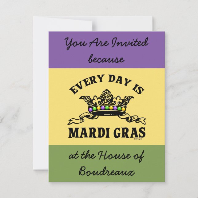 Invitación Personalizable Mardi Gras (Anverso)