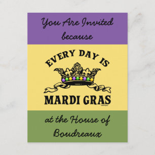 Invitación Personalizable Mardi Gras