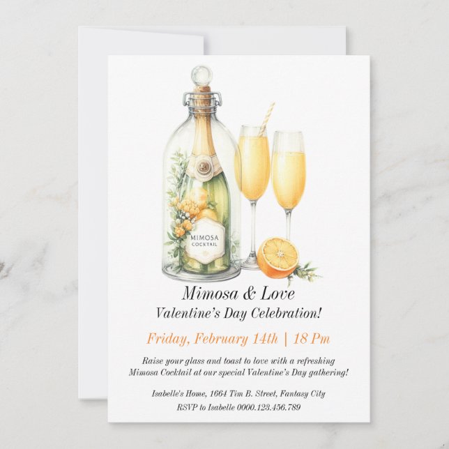Invitación Personalizable Mimosa & Love - Día de San Valentín (Anverso)