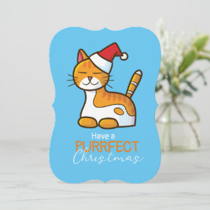 Invitación Personalizable Naranja gato Navidades de la búsque
