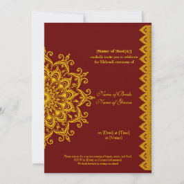 Invitación Personalizable Oro oscuro Rojo Mehendi Henna Indio