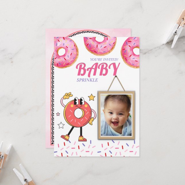 Invitación personalizable para Baby Shower de donu (Anverso/Reverso In Situ)