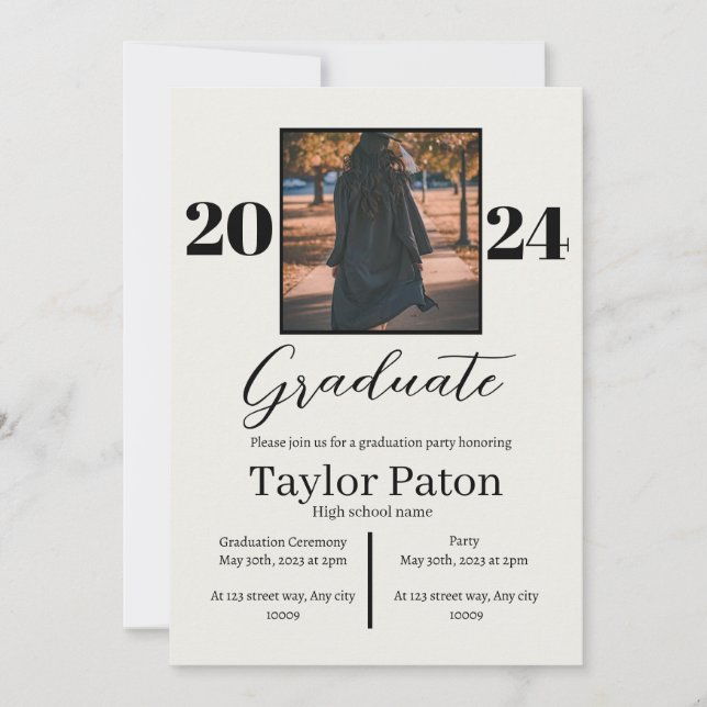 Invitación personalizable para fiesta de graduació (Anverso)