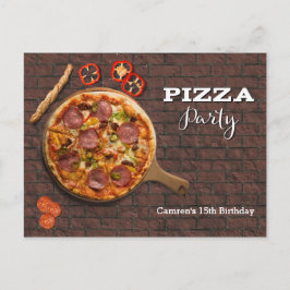 Invitación personalizable para fiesta de pizza