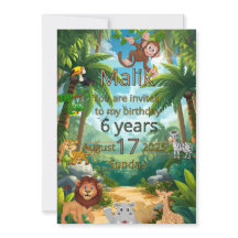 Invitación personalizable para fiesta de selva