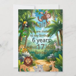 Invitación personalizable para fiesta de selva