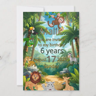 Invitación personalizable para fiesta de selva