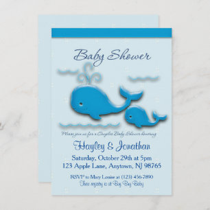 Invitación Personalizable Parejas Whale Baby Shower