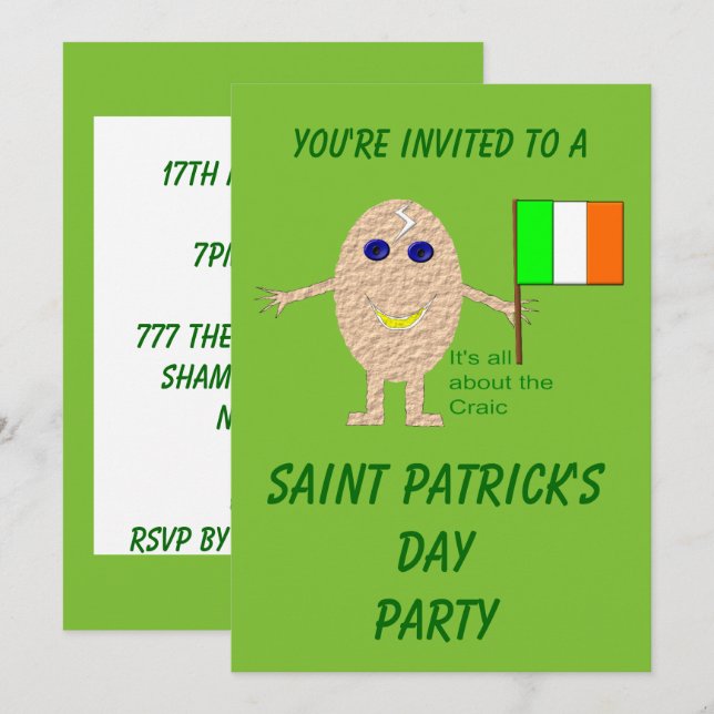 Invitación Personalizable Patriótico Irlandés Fiesta de Huevo (Anverso / Reverso)