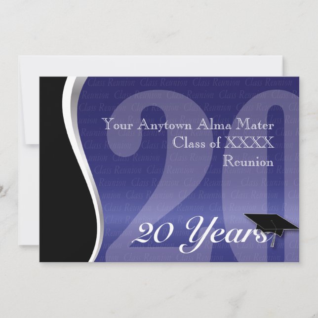 Invitación Personalizable reunión de antiguos alumnos de 20 (Anverso)