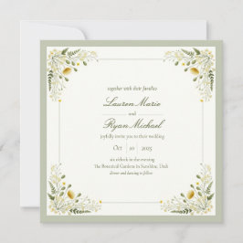 Invitación Personalizable Sage Green Vintage Wildflowers