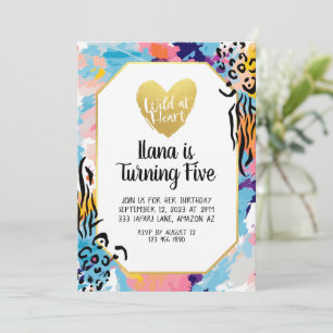 Invitación Personalizable salvaje en el cumpleaños del corazó