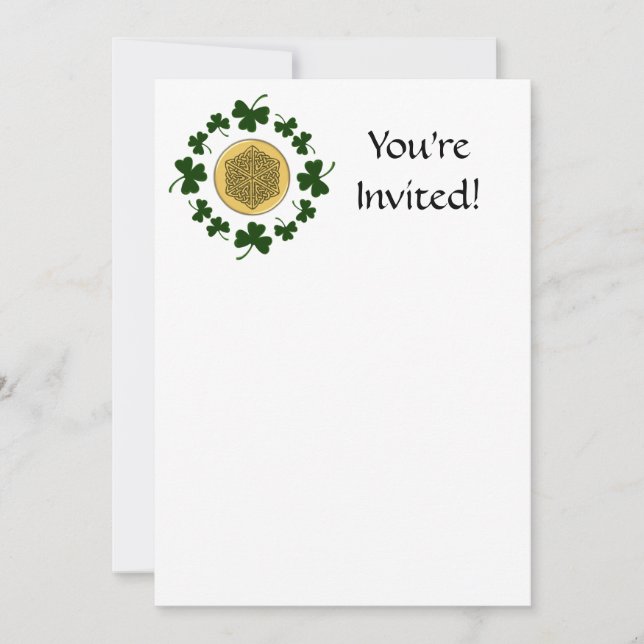 Invitación ¡PERSONALIZABLE!  Shamrock - Celta irlandesa Gold (Anverso)