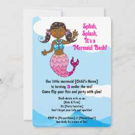 Invitación Personalizable Sirena Diseño Cumpleaños Cabello Os