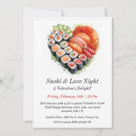 Invitación Personalizable Sushi & Love Night Invitation