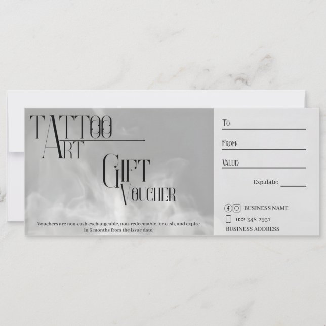 Invitación Personalizable Tattoo Gift Voucher (Anverso)