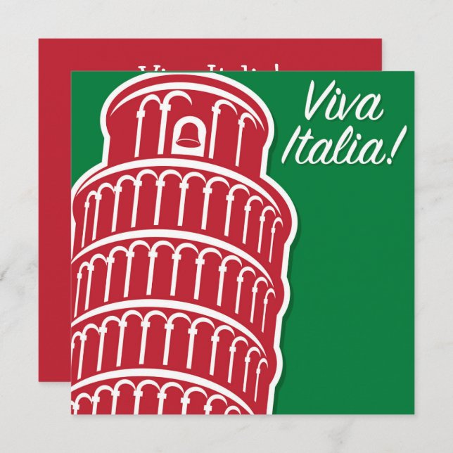 Invitación Personalizable Viva Italia Patriótico Italia (Anverso / Reverso)