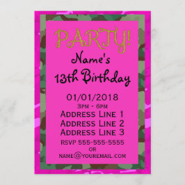 Invitación Personalización - Camo rosa
