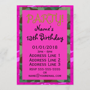 Invitación Personalización - Camo rosa