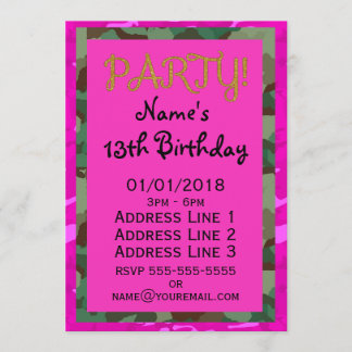 Invitación Personalización - Camo rosa