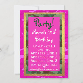 Invitación Personalización - Camo rosa
