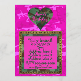Invitación Personalización - Camo rosa