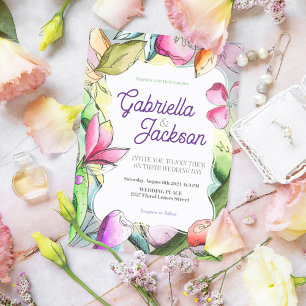 Invitación Personalización de la bella acuarela con flor de f
