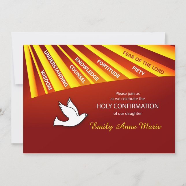 Invitación Personalización de la confirmación de la hija invi (Anverso)