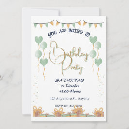 Invitación Personalización de la fiesta de cumpleaños de Gold