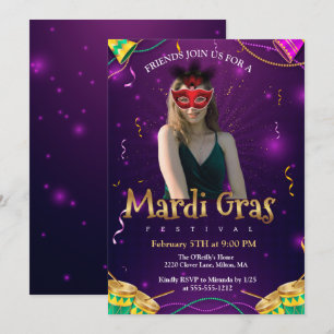 Invitación Personalización de la foto Mascarada Roja Máscaras