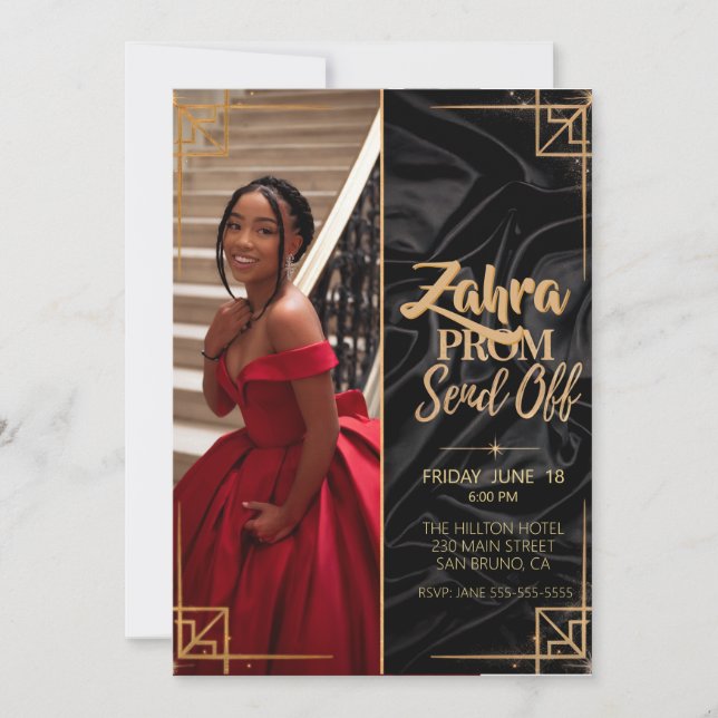 Invitación Personalización de la foto Prom Despedir Elegante  (Anverso)