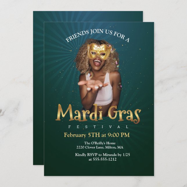 Invitación Personalización de la máscara de la mascarada de o (Anverso / Reverso)