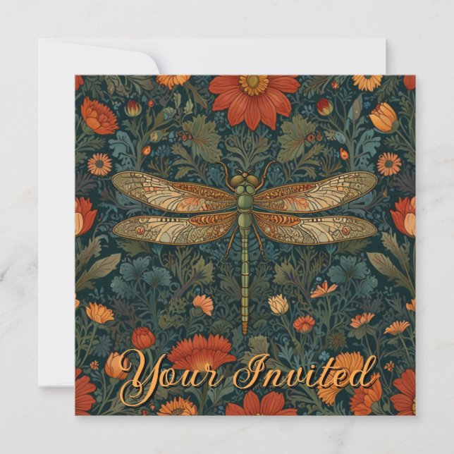 Invitación Personalización de la moda de boho floral naranja  (Anverso)