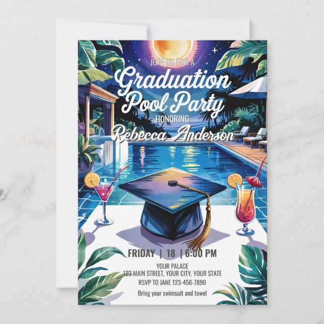 Invitación Personalización de la vibrante fiesta de graduació (Anverso)