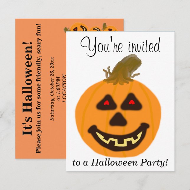 Invitación PERSONALIZACIÓN de las calabazas Naranjas del Part (Anverso / Reverso)