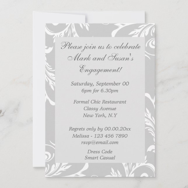 Invitación PERSONALIZACIÓN DEL Aniversario blanco gris (Anverso)