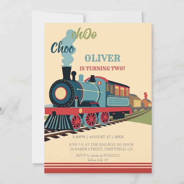 Invitación Personalización del billete de Fiesta de tren (Anverso)