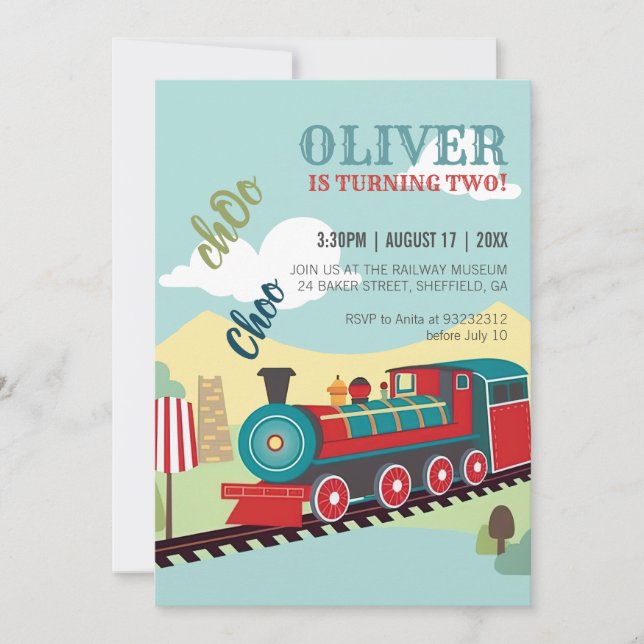 Invitación Personalización del billete para Fiestas de tren n (Anverso)