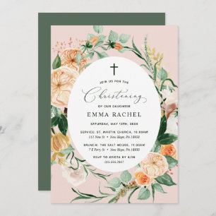 Invitación Personalización del Boho Rubor Pink Christening