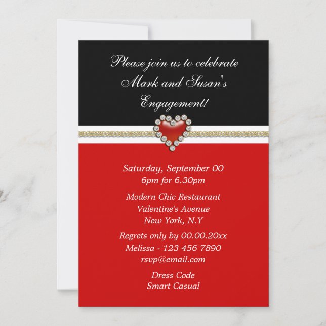 Invitación PERSONALIZACIÓN DEL compromiso rojo blanco (Anverso)