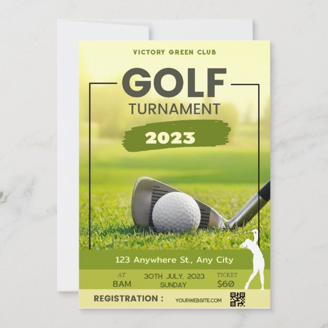 Invitación Personalización del Torneo de Golf (Anverso)